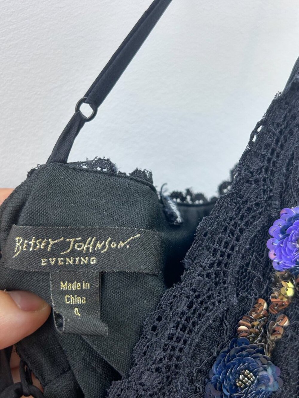 Vintage Betsey Johnson Evening Black Silk Lace-Up Back Gown, Size 4, Y2K - Picture 3 of 9